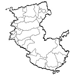 Obraz premium 和歌山県地図 筆タッチ 市町村区分 和風 近畿 西日本 / A brushstroke map of Wakayama prefecture 2