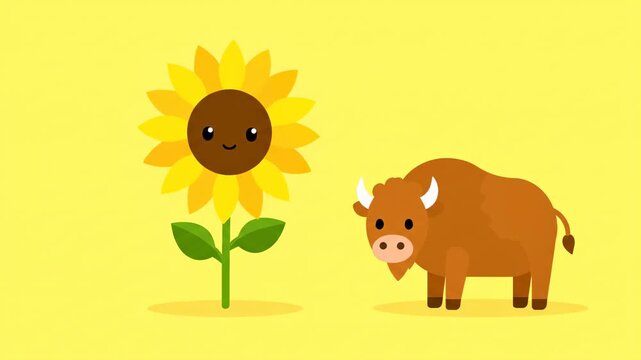 sun flower and byson,happy kansas day