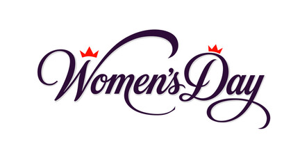 Obraz premium Happy Women's Day calligraphic lettering design celebrate card template. Creative typography for holiday greetings and invitations. Vector illustration