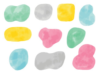 手描きあしらいセット　流体シェイプ　水彩　カラフル