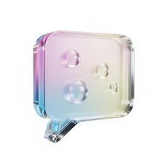 Glassy Speech Bubble Icon with Gradient and Bubbles, Communication Message 3D Symbol