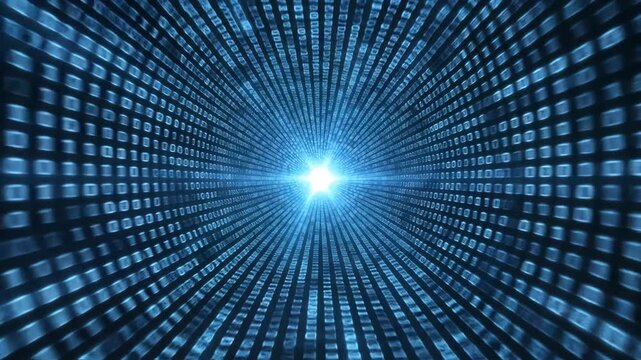 Digital binary tunnel with glowing center