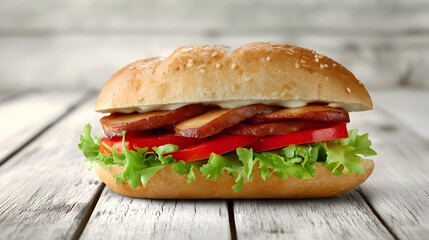 Delicious grilled chicken sandwich with fresh lettuce and tomato 