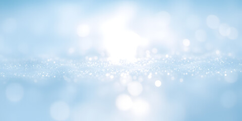 Fototapeta premium Bokeh Light Blue Background with Sparkling Lights and Shining Effects - Abstract Blur