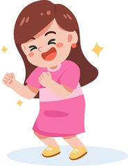 Cute Kid Celebrating Success Illustration