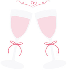 Romantic wine glasses illustration