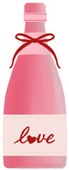 Wine bottle gift with ribbon illustration