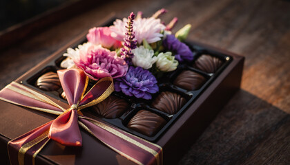 Obraz premium gift box and flowers