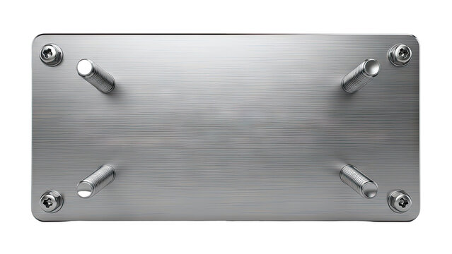 Brushed Metal Plate with Four Threaded Studs and Screws
