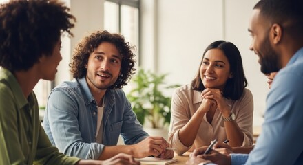 Diverse team office meeting