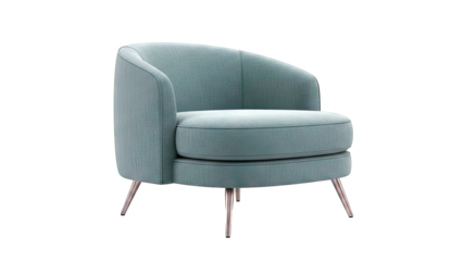 Teal Upholstered Barrel Chair with Metal Legs