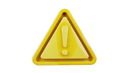 Yellow Warning Sign with Exclamation Mark 3D Icon