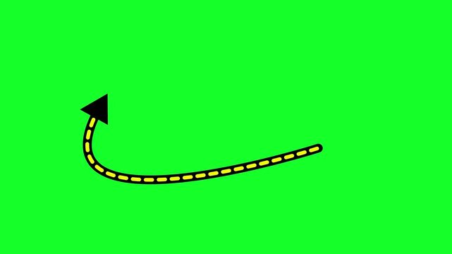 Clean Black Arrow Animation Isolated on Green Screen in 4K Ultra HD for Direction and Navigation