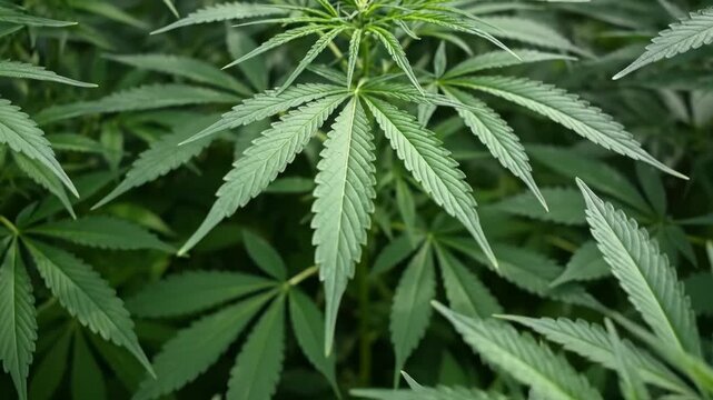 Green cannabis plants in a field