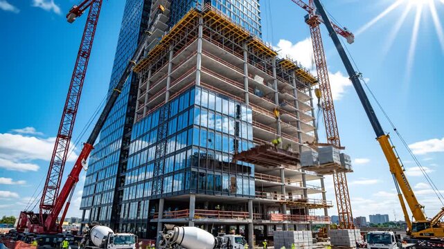 Construction site with highrise building