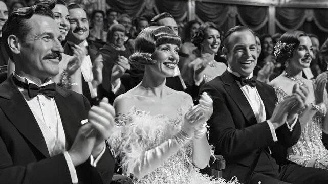 Audience in formal attire clapping