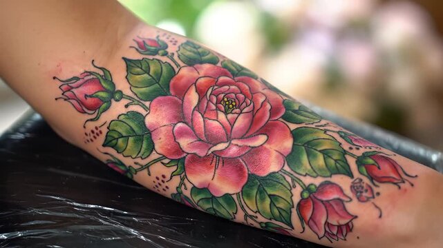 Floral tattoo on arm