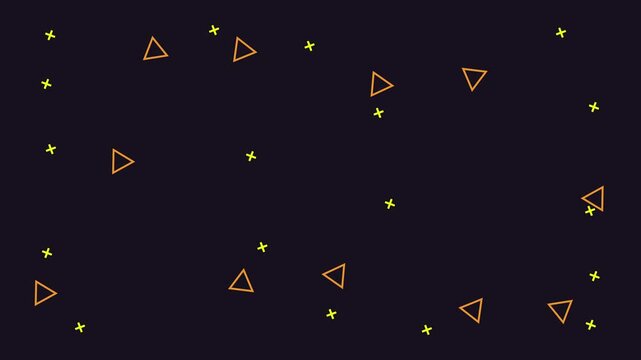 Abstract Geometric Pattern with Triangles and Stars on Dark Background.