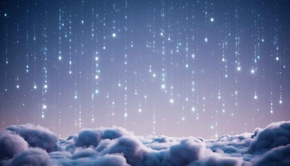 夜空から星が静かに降り注ぐ、メルヘンで幻想的なクリスマスの夜。淡いブルーとパープルのグラデーションが広がる、静寂と夢を感じさせる背景素材。