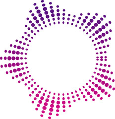  Sound equalizer icons with lines and dots, gradient neon circular sound wave frames, abstract radial music icons. Audio beat symbol concept isolated on white. sound wave effec