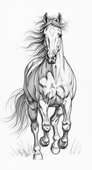 Galloping Horse Sketch - Dynamic Black and White Equine Art