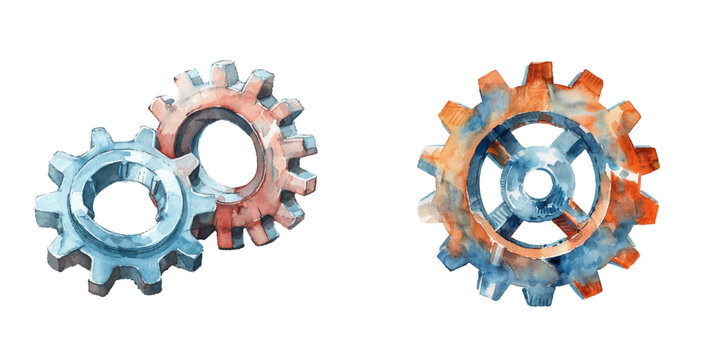 gear watercolor vector illustration