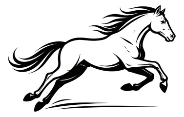 Obraz premium Bold line art illustration of a horse depicting a powerful run for athletic branding