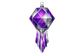 Decorative purple and silver hanging lantern ornament for festive celebrations, cultural events, and holiday decorations