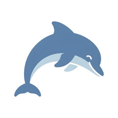 Obraz premium A cheerful blue dolphin leaping playfully out of the water, depicted in a simple, stylized illustration