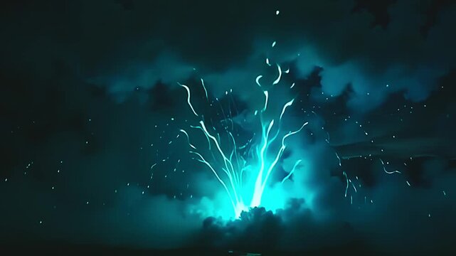 galvanic plume burst teal vapour blast, soar into brilliant pattern framing amp park background, with foggy twirl undulate indiana amp mystical, festal aura astatine twilight.