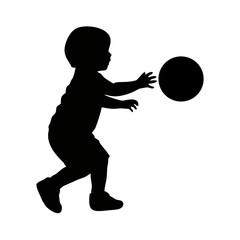 SILHOUETTE OF CHILDREN PLAYING BALL