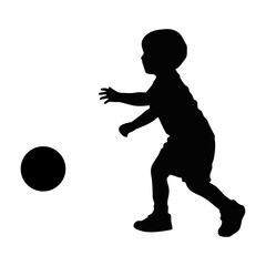 SILHOUETTE OF CHILDREN PLAYING BALL