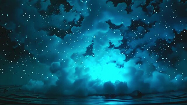 luminous plume burst teal vapour blast, soar into brilliant pattern framing amp park background, with smooth undulate shimmering indiana amp mystical, electrify scope astatine twilight.