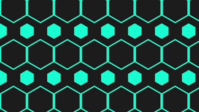 Abstract Hexagonal Pattern Background with Neon Green Lines on Black.