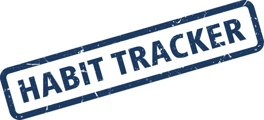 Dark Blue Distressed Habit Tracker Stamp with Rounded Corners Against a White Background