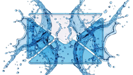 Transparent Envelope with Blue Water Splashes