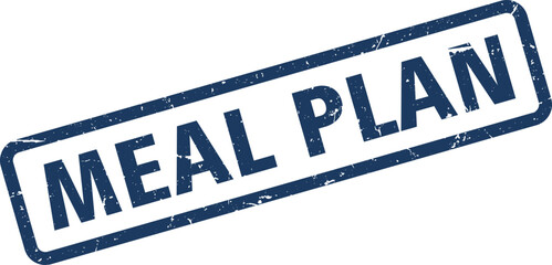 Distressed Blue Meal Plan Rubber Stamp on White Background for Dieting or Health Goals
