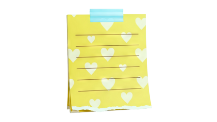 Yellow Heart Pattern Notepad with Blue Tape