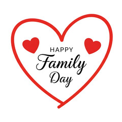 Happy family day with red heart on transparent background