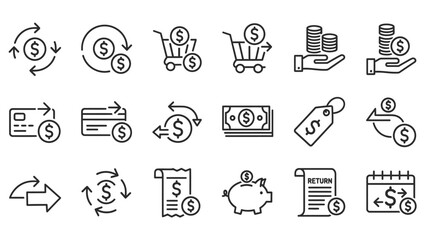 Fototapeta premium Business finance money icons set.