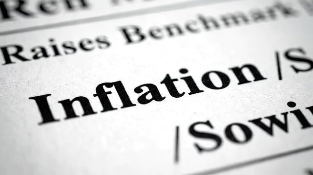 Closeup of printed word inflation