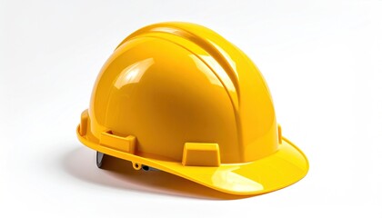 Fototapeta premium Yellow Hard Hat for Construction and Safety on White Background.