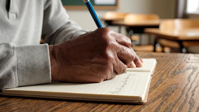 Person Writing in Notebook