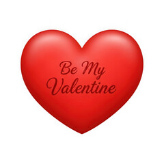 Red heart with be my valentine text on isolated transparent background