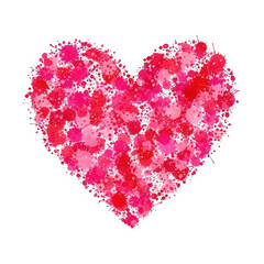 Vibrant pink heart shape made of small hearts isolated on transparent background