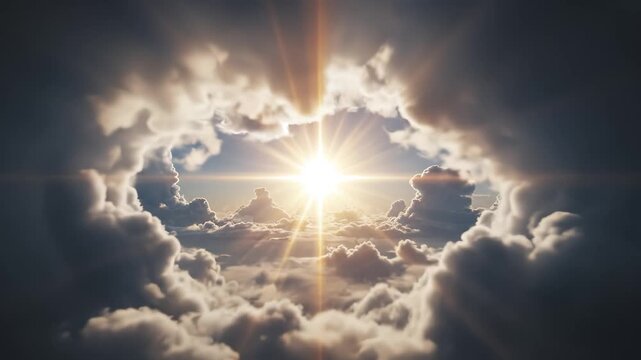 Sunlight breaking through stormy clouds