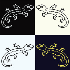 Obraz premium Minimalist vector line icons set of lizard and gecko reptiles in various styles for graphic and web design 