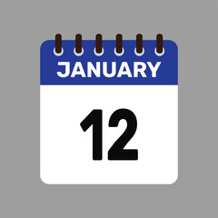 Fototapeta premium calendar january 12 icon vector reminder for important deadlines and special events this autumn season