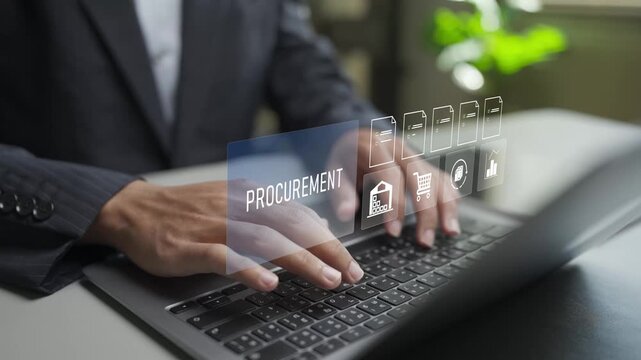 Procurement concept with purchasing process, supplier management and cost control. Business procurement operations ensuring efficient sourcing, negotiation and supply management.