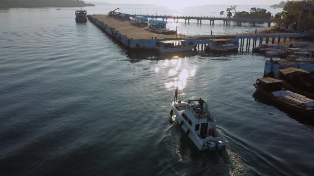 	Coastal boats during sunset in Andaman Islands